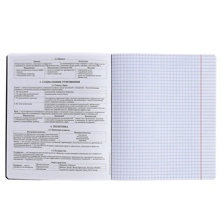 Subject notebook, 48 sheets, cage, social studies, Erichkrause "Inscription", Twin-Lalam Cardboard cover, Offset Beliges 100%, Info-block-4
