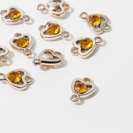 Connector "Heart" 2.2 × 1.6 × 0.7 cm, (set 10 pcs.), Color gold
