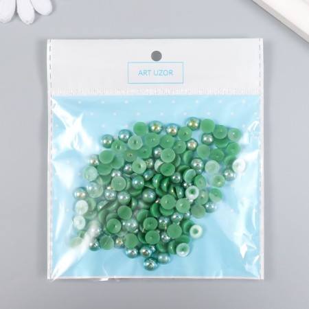 Decor for creativity plastic "Half of beads. Green gamma" 20 g 0.8x0.8 cm-3