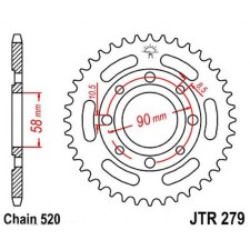The rear star, driven steel jtr279, chain 520, 31 teeth