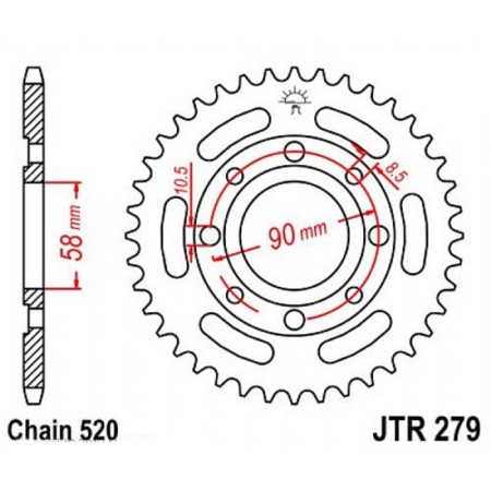 The rear star, driven steel jtr279, chain 520, 31 teeth