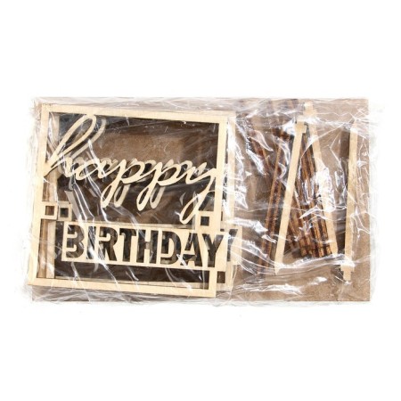 Топпер для торта Happy Birthday, деревянный, 64х60-5