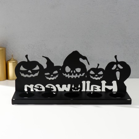 Summary Metal for 5 candles "Halloween. Pumpkin" black 14x29.5x6 cm-4