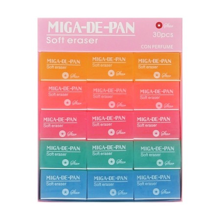 Rectangular "Neon" eraser in a paper holder, mix-9