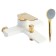 Bath mixer Zein Z3891, single -leaf, watering can 3 modes, hose, holder, white/Gold
