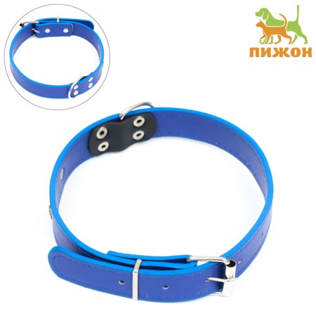A collar made of artificial leather with a wool for engraving 52 x 2.5 cm, Osh 35-45 cm, blue