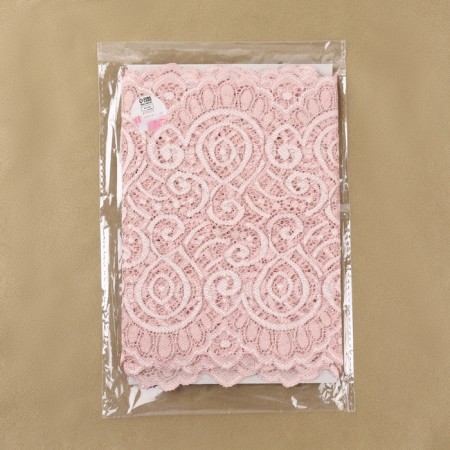 Lace elastic fabric, 190 mm × 2.7 ± 0.5 m, pink-beige color-4