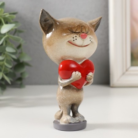 Souvenir Polystone Lac "cat with a big heart" 8.5x6.2x13 cm-1