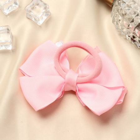 Hair elastic band Bant "Schoolgirl" double peas, 10 cm, white-pink-1