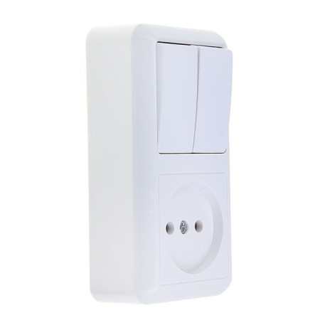 Combined Kuntsevo Block Optima 8062, 2 keys, with a socket, white