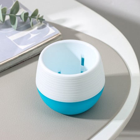Pot for flowers with the Podon "Japan", 125 ml, d = 8 cm, h = 6.5 cm, white-turquoise color-1