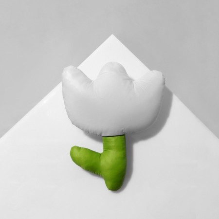 Tekstil “Flower” brooch tulip, white-green color-2