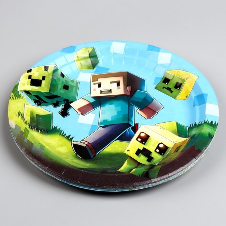 Disposable paper plate "Pixels", 18 cm-2