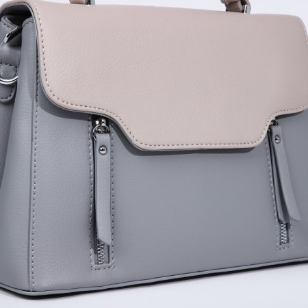 Magnet bag bag, external pocket, long belt, gray-blue color-3