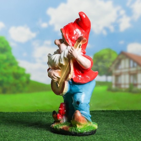 Garden figure "Dwarf with a guitar" 23x20x48cm-3
