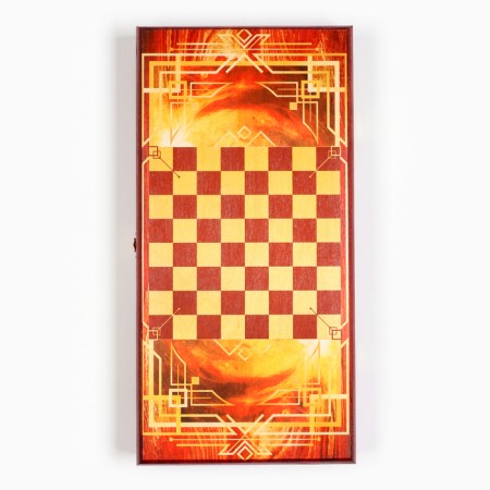 Wooden backgammon with checkers "Bogatyr", board game, 40 x 40 cm-1