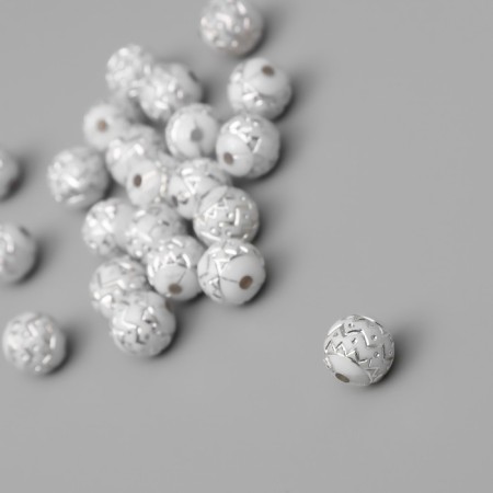 Beads for creativity plastic "Shard-zag" white-silver set 20 g 1x1x1 cm