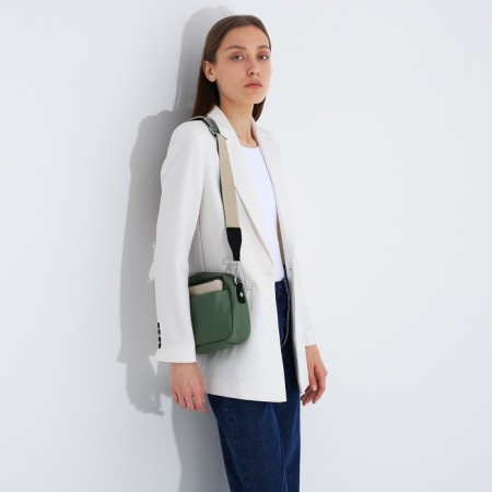 Bag Cross-Bodi with a zipper, green color-8