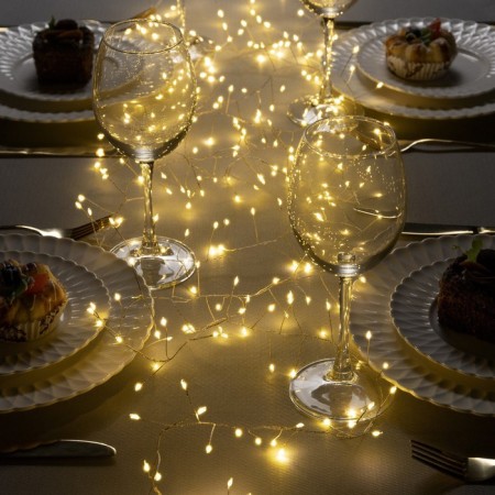 Garland "Mishura" 6 m Rosa, IP20, silver thread, 480 LED, warm white glow, 12 V