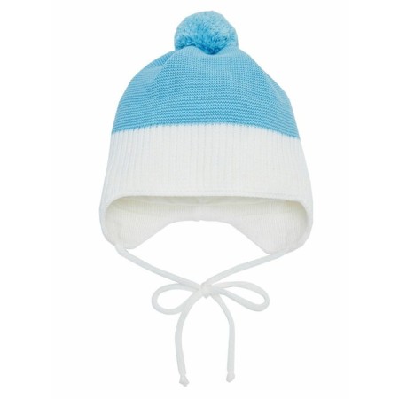 A cap on ties with a pompom Children's Amarobaby Pure Love Wind, with a lining, size 46-48 cm, blue color-4