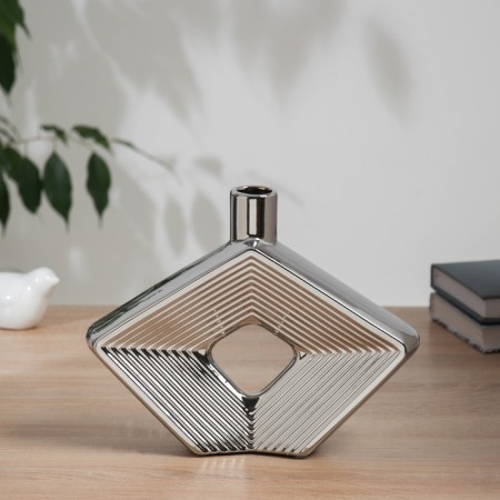 VAZA Ceramics Table "Bram" rhombus, 23.5x20 cm, silver