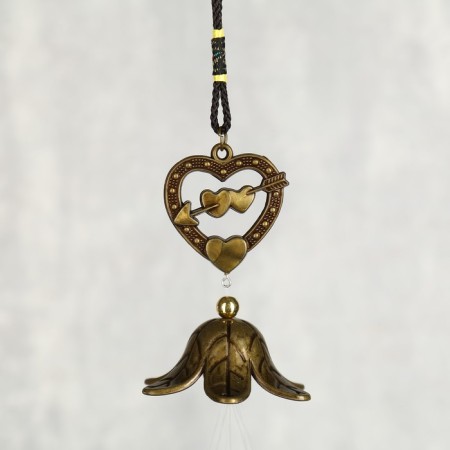 Music of wind metal "Double heart with an arrow" 4 tubes 56 cm-1
