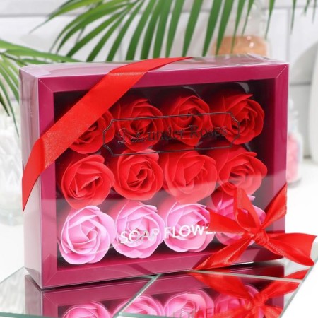 Soap roses, colored shades, set of 12 pcs.