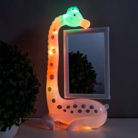 A table lamp with a photo frame, a mirror "Giraffe" LED 3W USB RGB white 17x8x30 cm Risalux-4