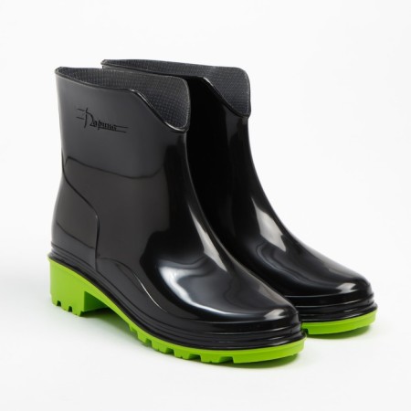 Women's rubber boots, black+light green, size 36