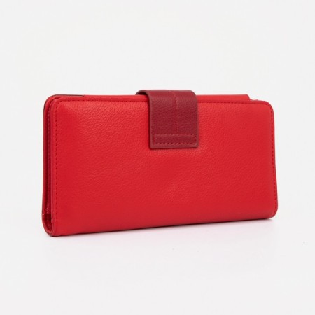 Women's wallet on the button, red color-1