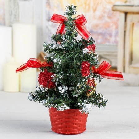 Christmas tree decor "Snow" 20 cm, red-1