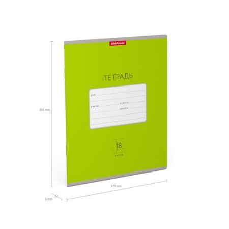 Notebook of 18 sheets in the Erichkrause Bright cage "Classic", cover coated cardboard, offset block, green-3