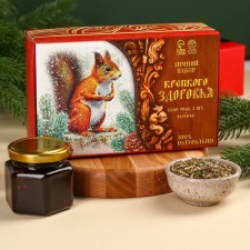 Gift set of “good health”: three types of grass collection 60 g (3 pcs. X 20 g), jam from pine cones 100 ml.