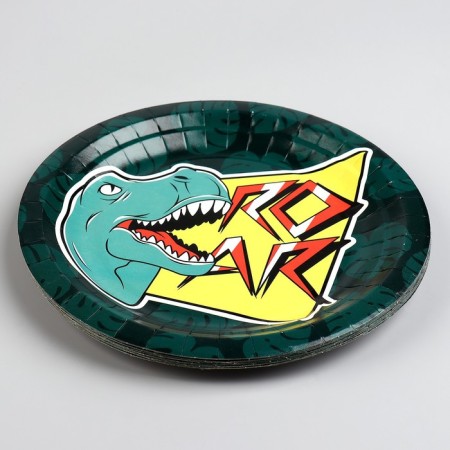 Disposable paper plate "Dinosaur", 18 cm-2
