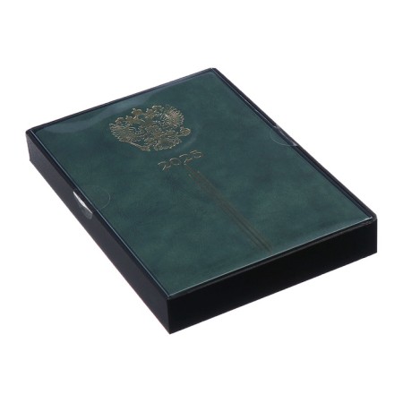 Dated 2025 diary, A5, 176 sheets of Escalada, solid cover of artificial leather, 3D design, embossing foil, lies, cream block 70 g/m2, green-15