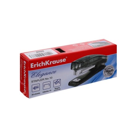 Степлер ErichKrause Elegance № 10, до 20 листов, встроенный антистеплер, МИКС-12