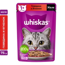 Witching fodder Whiskas for cats, beef/lamb in jelly, spider, 75 g