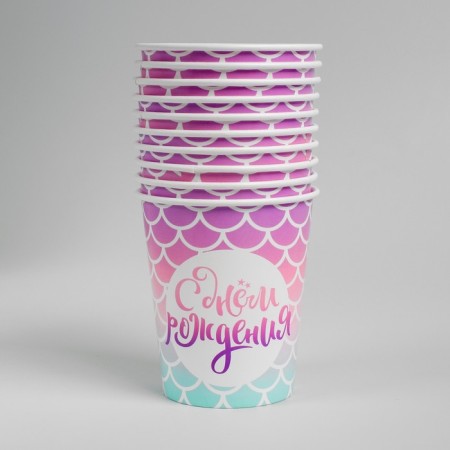 A one -time paper glass "Happy Birthday", 250 ml-1