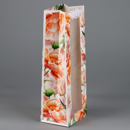 Gift package for a bottle, packaging, "flowers", 36 x 13 x 10 cm-2