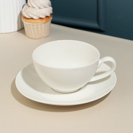 Tea couple "Barista", 400 ml, white, porcelain