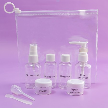 Storage set with stickers, in a case, 8 objects, transparent/white color-15