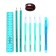 Cleaning set 10 objects (pencil case is 65 x 210 mm, pens 4 pieces Blue, ruler 15 cm, sharpener, pencil 2 pieces, textbook), turquoise