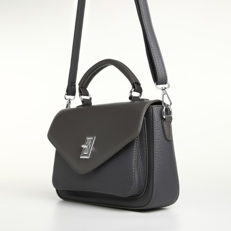 Women's bag on the Textura valve, small size, dark gray color-5