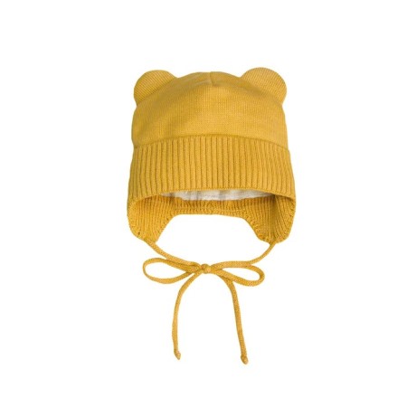 A cap on ties with ears children's amababy pure love Bear, with a lining, size 46-48 cm, yellow color-5
