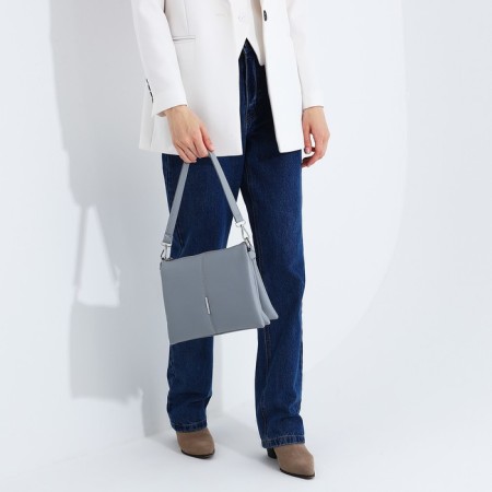 Cross-Bodi Bag on a zipper, 2 outer pockets, color gray color-8