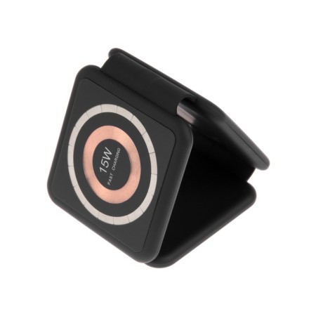 Wireless charging 3 in 1 h39, 15 W, backlight, support magsafe, folding, glass, black-2