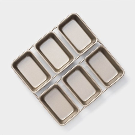 Baking form "rectangle. Randy ", 21.5 × 21 cm, 6 cells, anti -stick coating, gold color-1