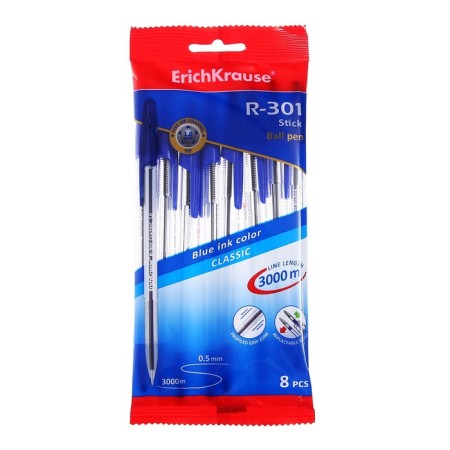 A set of ballpoint pens Erichkrause R-301 Classic Stick, 8 pieces, node 1.0 mm, blue ink blue-4