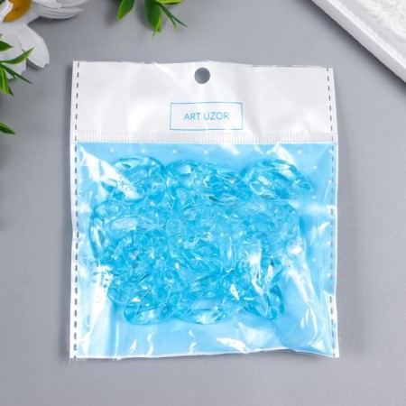 Decor for creativity plastic "Ring for the chain" transparent blue set 25 pcs 2.3x1.65 cm-3