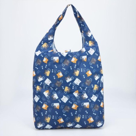 Household bag on the button, folding, blue color-1